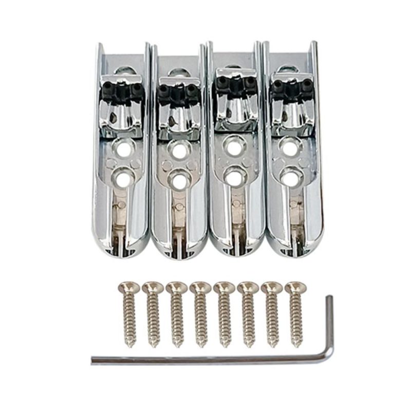 Strings and Accessories |   4pcs Bass Guitar Bridge Individual Bass Bridge Guitar Bridge Silver Musical Instruments Silver