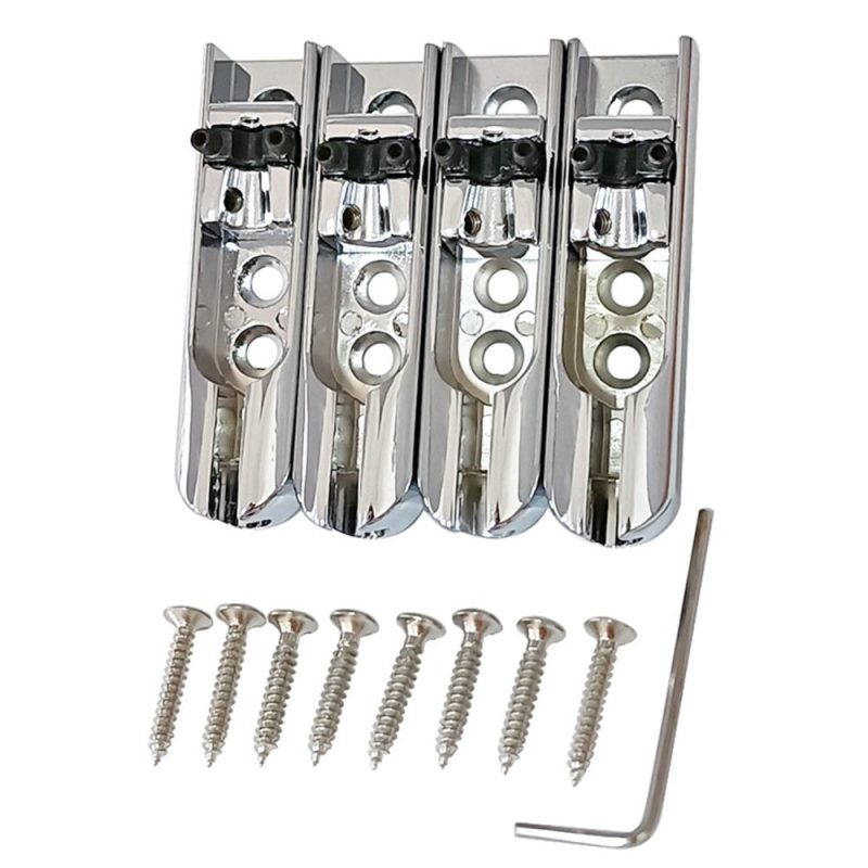 Strings and Accessories |   4pcs Bass Guitar Bridge Individual Bass Bridge Guitar Bridge Silver Musical Instruments Silver