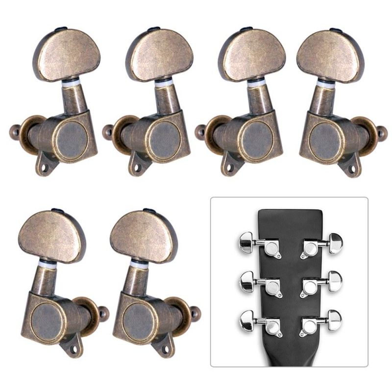 Strings and Accessories |   6pcs (3L3R) Closed Guitar Tuning Pegs String Tuners Machine Heads Knobs Tuning Keys for Folk Acoustic / Electric Guitar Bronze Musical Instruments Bronze