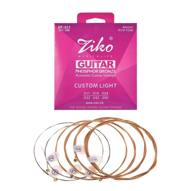 Strings and Accessories |   DP-010 Extra Light Acoustic Guitar Strings Hexagon Alloy Wire Phosphor Bronze Wound Corrosion Resistant 6 Strings Set Musical Instruments Strings & Accessories