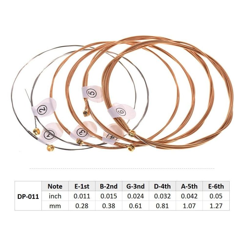 Strings and Accessories |   DP-010 Extra Light Acoustic Guitar Strings Hexagon Alloy Wire Phosphor Bronze Wound Corrosion Resistant 6 Strings Set Musical Instruments Strings & Accessories