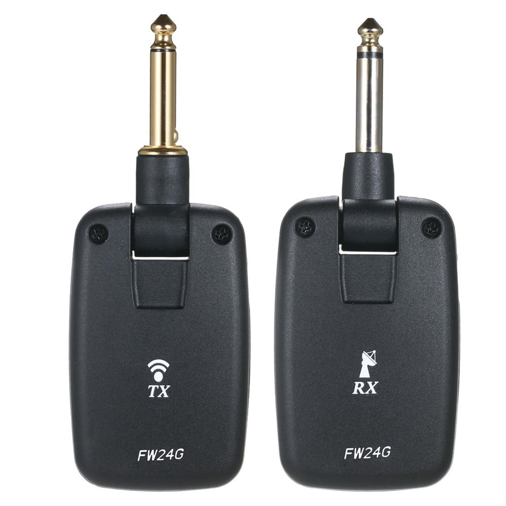 Strings and Accessories |   FW-24G Guitar Wireless System Rechargeable Guitar Pickup Transmitter and Receiver Set Black Musical Instruments Black