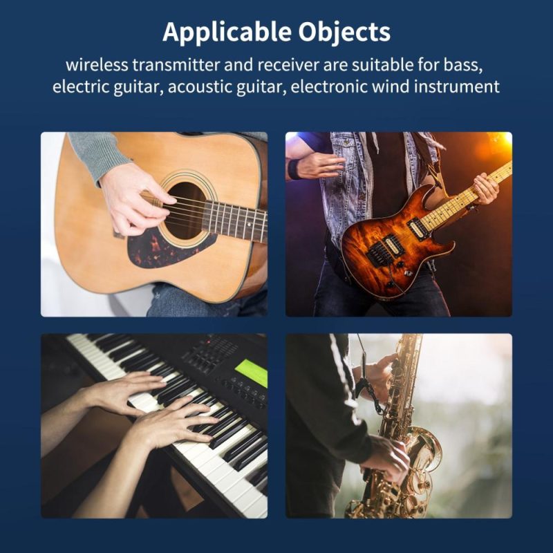 Strings and Accessories |   FW-24G Guitar Wireless System Rechargeable Guitar Pickup Transmitter and Receiver Set Black Musical Instruments Black