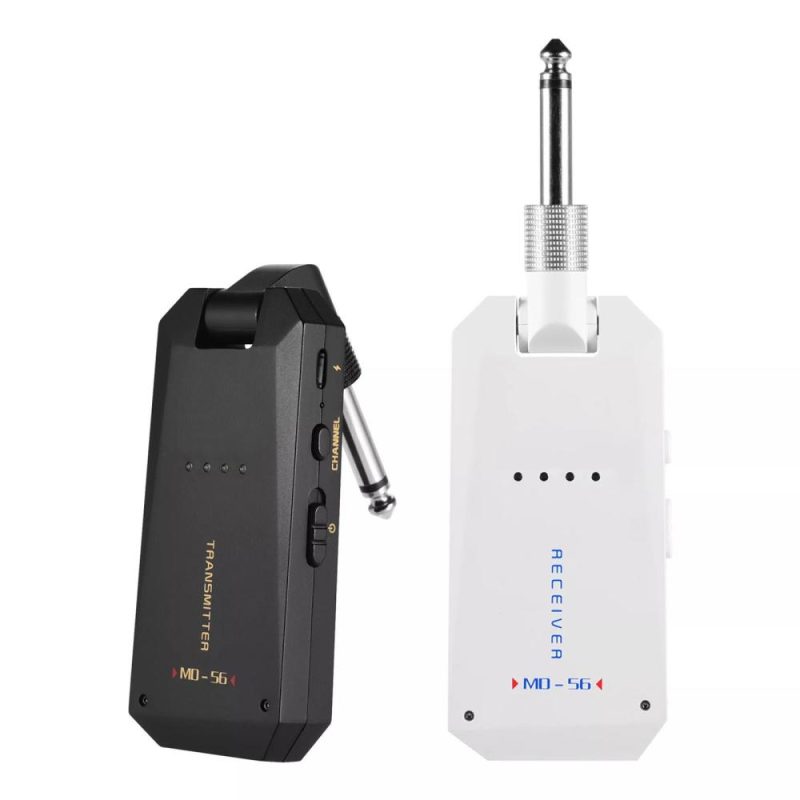 Strings and Accessories |   MD-5G Wireless 5.8G Guitar System Rechargeable Audio Transmitter and Receiver Black & White Musical Instruments Black & White