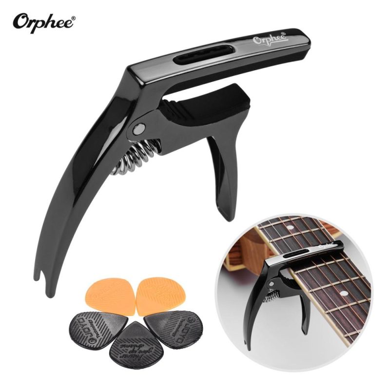 Strings and Accessories |   Orphee Q5 3-in-1 Multi-functional Guitar Capo  + 5pcs Plastic Triangle Shape Guitar Picks Musical Instruments Strings & Accessories