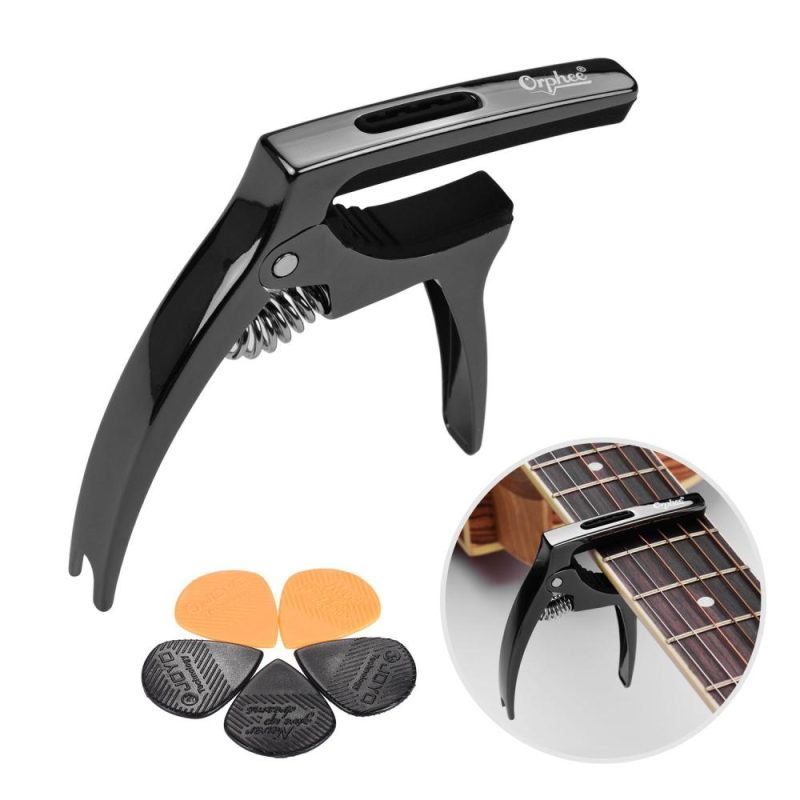 Strings and Accessories |   Orphee Q5 3-in-1 Multi-functional Guitar Capo  + 5pcs Plastic Triangle Shape Guitar Picks Musical Instruments Strings & Accessories