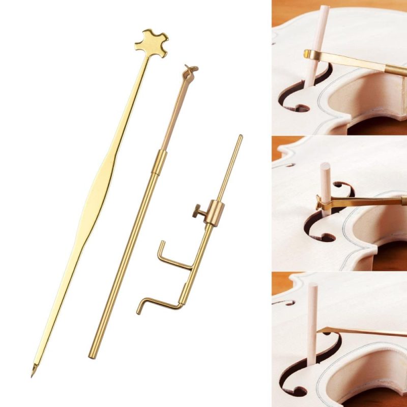 Strings and Accessories |   Violin Sound Post Tools Luthier Adjusting Tools Kit Gold Musical Instruments Gold