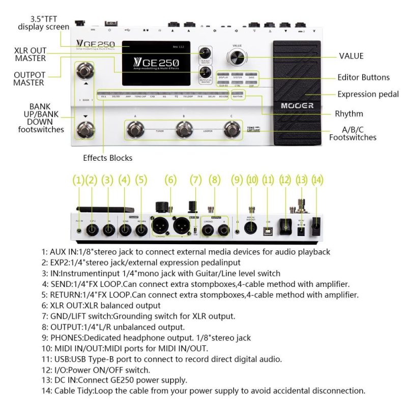 Musical Effects |   MOOER GE250 Guitar Effects Pedal Speaker Delays Reverbs Multi Effects Guitar Pedal Musical Effects Musical Effects