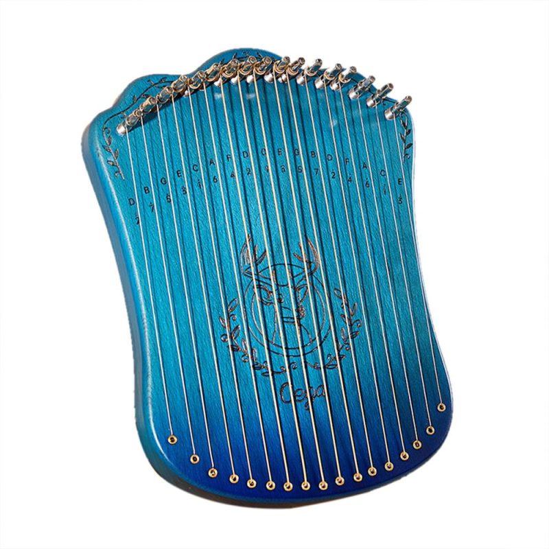 Strings and Accessories |   17 String Lyre Harp Portable Solid Beech Wood Harp Blue Musical Instruments Blue