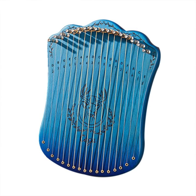 Strings and Accessories |   17 String Lyre Harp Portable Solid Beech Wood Harp Blue Musical Instruments Blue