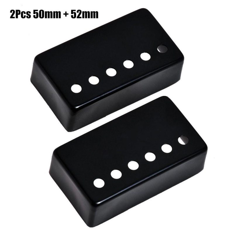 Strings and Accessories |   2Pcs Humbucker Guitar Pickup Cover 50mm + 52mm Pole Spacing Metal LP Guitar Neck Pickup Covers for Electric Guitar Black Musical Instruments Black