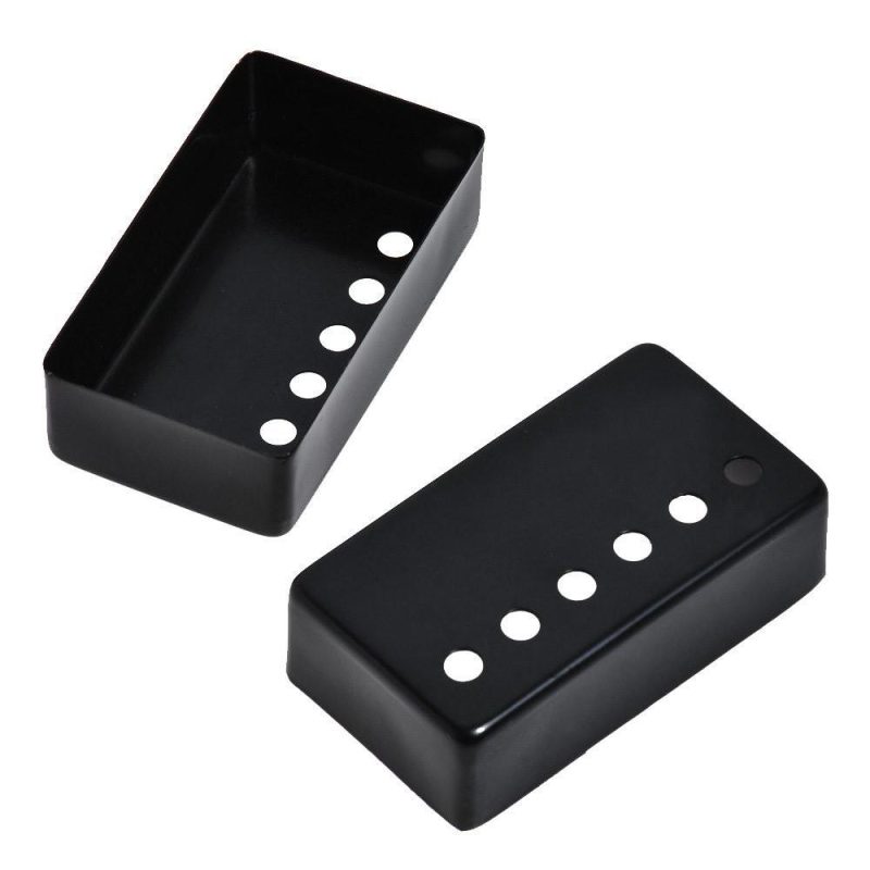 Strings and Accessories |   2Pcs Humbucker Guitar Pickup Cover 50mm + 52mm Pole Spacing Metal LP Guitar Neck Pickup Covers for Electric Guitar Black Musical Instruments Black