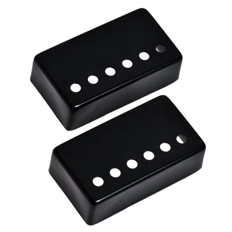 Strings and Accessories |   2Pcs Humbucker Guitar Pickup Cover 50mm + 52mm Pole Spacing Metal LP Guitar Neck Pickup Covers for Electric Guitar Black Musical Instruments Black