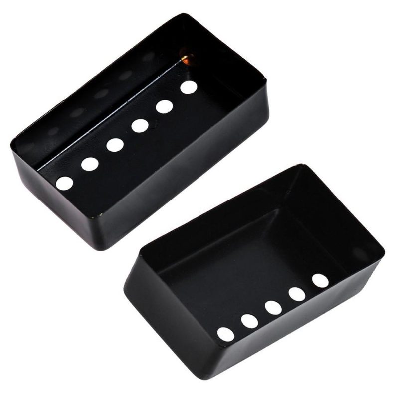 Strings and Accessories |   2Pcs Humbucker Guitar Pickup Cover 50mm + 52mm Pole Spacing Metal LP Guitar Neck Pickup Covers for Electric Guitar Black Musical Instruments Black