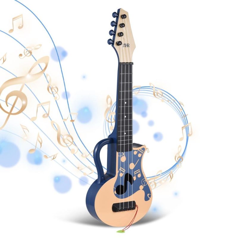 Strings and Accessories |   54cm Ukulele with Pick Musical Note Design Handheld Ukulele for Beginner Blue Musical Instruments Blue