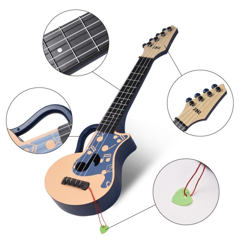 Strings and Accessories |   54cm Ukulele with Pick Musical Note Design Handheld Ukulele for Beginner Blue Musical Instruments Blue