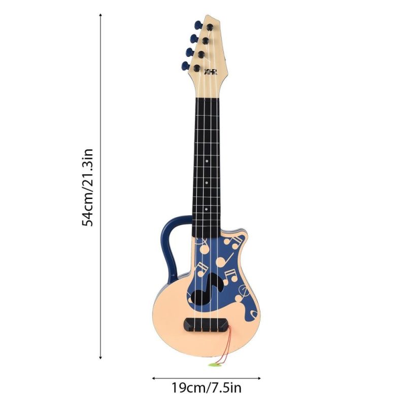 Strings and Accessories |   54cm Ukulele with Pick Musical Note Design Handheld Ukulele for Beginner Blue Musical Instruments Blue