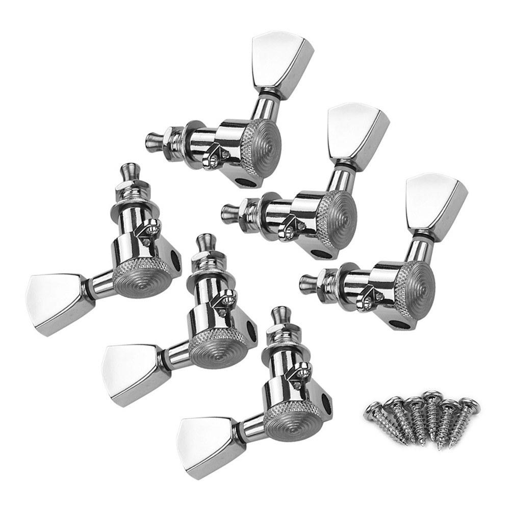 Strings and Accessories |   6 Pieces 3L3R Guitar String Tuning Pegs Locking Tuners Machine Heads Knobs for Acoustic Electric Guitars Replacement Accessories with Mounting Screws and Ferrules Black Silvery Musical Instruments Silvery