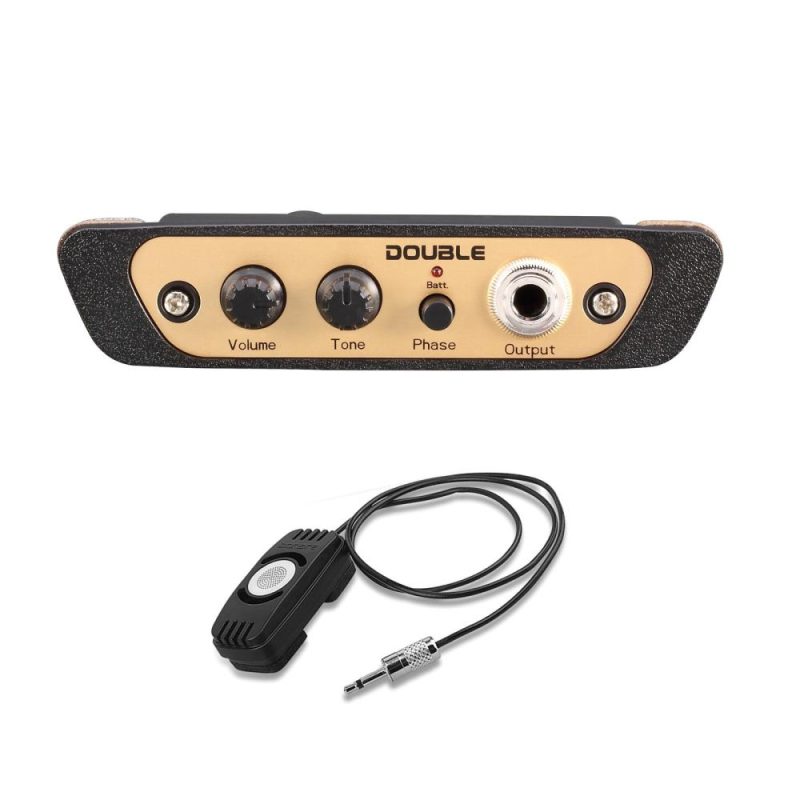 Strings and Accessories |   CJ01L Cajon Box Drum Preamp Pickup Musical Instrument Pickup with Mic 1/4 Inch Jack Black Musical Instruments Black