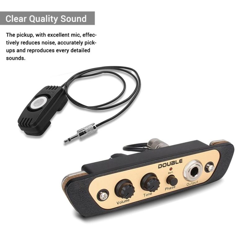 Strings and Accessories |   CJ01L Cajon Box Drum Preamp Pickup Musical Instrument Pickup with Mic 1/4 Inch Jack Black Musical Instruments Black