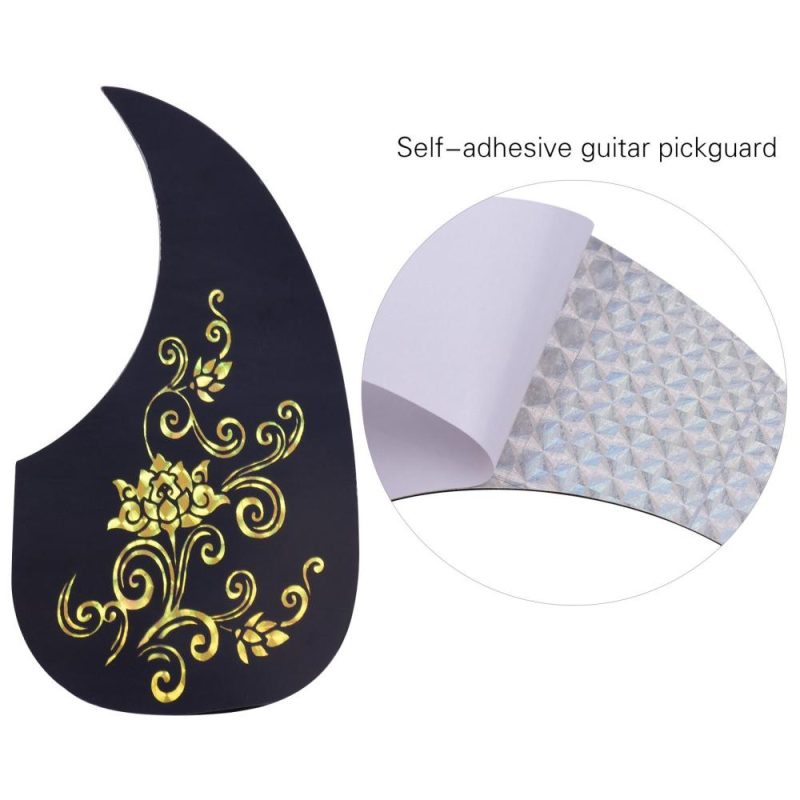 Strings and Accessories |   Self-adhesive Guitar Pickguard Anti-scratch Guitar Pickguard for 40/41 Inch Acoustic Guitar 2Pcs Gold Musical Instruments Gold