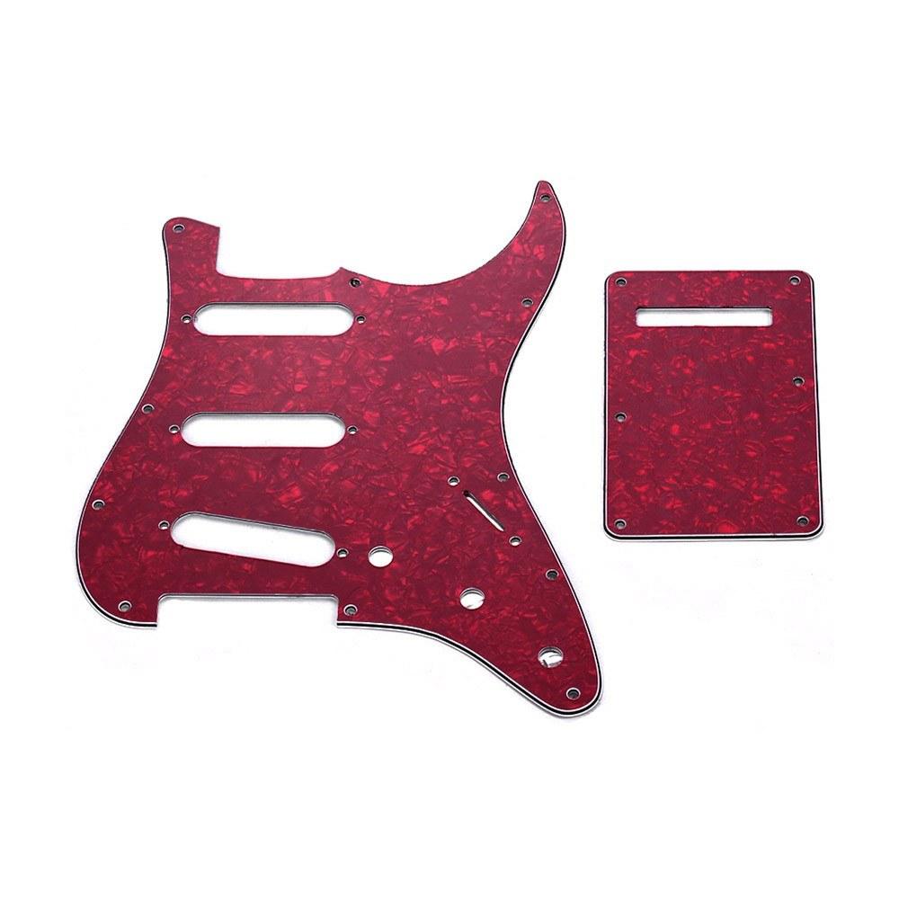 Strings and Accessories |   SSS Electric Guitar Pickguard Set with Back Plate Screws Pick Guard for American ST Style Guitars Blue Pearl Red Musical Instruments Red