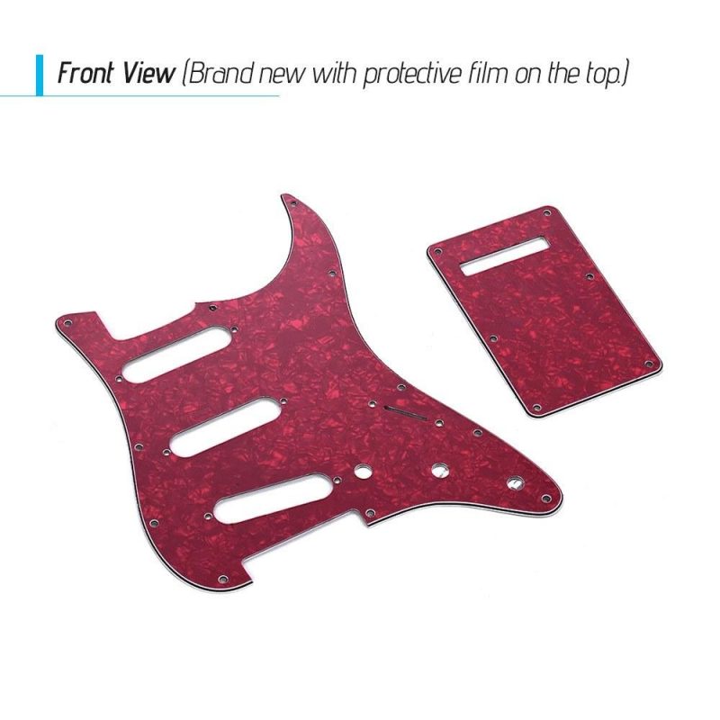 Strings and Accessories |   SSS Electric Guitar Pickguard Set with Back Plate Screws Pick Guard for American ST Style Guitars Blue Pearl Red Musical Instruments Red