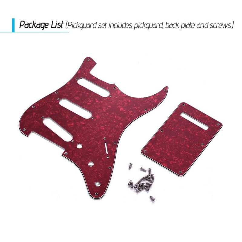 Strings and Accessories |   SSS Electric Guitar Pickguard Set with Back Plate Screws Pick Guard for American ST Style Guitars Blue Pearl Red Musical Instruments Red