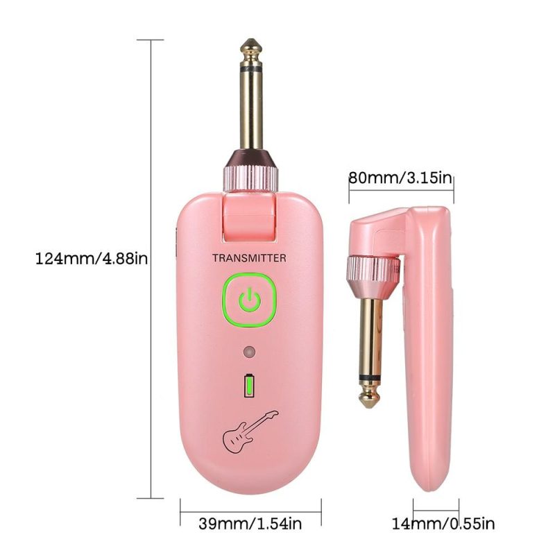 Strings and Accessories |   W3 Portable UHF Wireless Guitar Transmitter and Receiver Set Pink Musical Instruments Pink